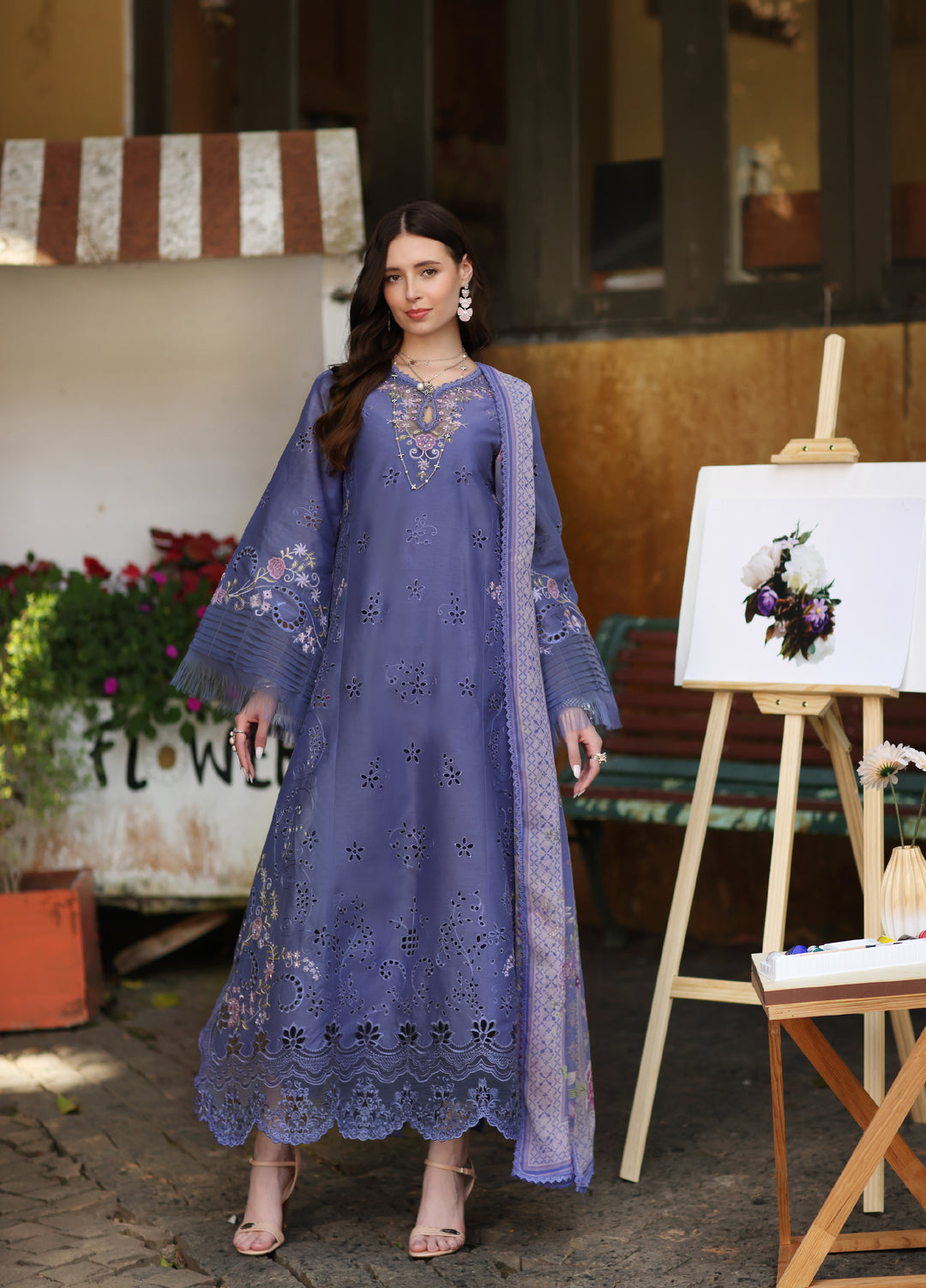 Noor by Saadia Asad Unstitched Embroidered Laserkari Lawn 3 Piece Suit SA26ULNL D9 - Lawn Collection