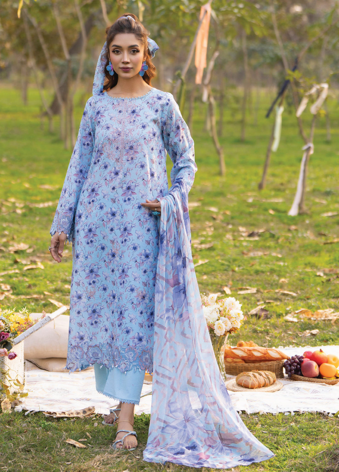 Eden Garden by Humdum Unstitched Embroidered Lawn 3 Piece Suit HB26UED D-04 - Summer Collection