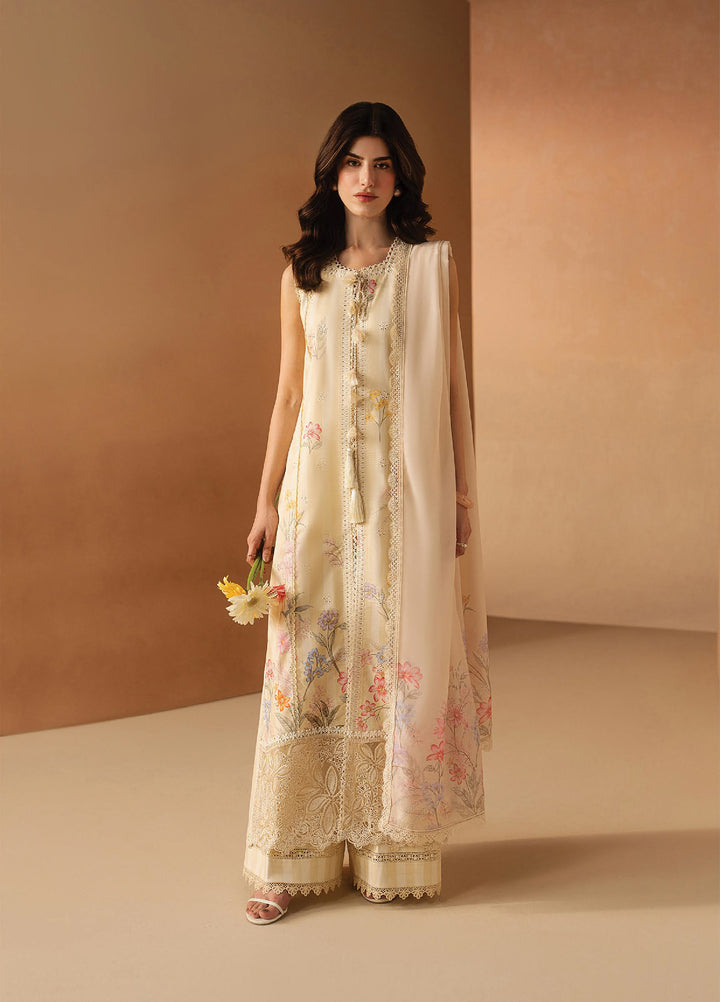 Haze A Prints by Afrozeh Unstitched Printed Lawn 3 Piece Suit AF26UAP Hazelen Yellow FWU-104 - Summer Collection