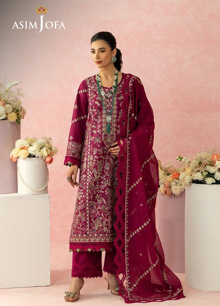 Asim Jofa Unstitched Embroidered Luxury Lawn 3 Piece Suit AJ26ULL AJULW-02 - Festive Collection