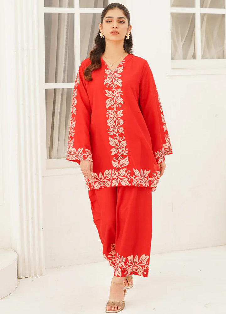 Nairah Women Pret Printed Arabic Lawn Suit NAH26PN Red Coral - Spring Collection