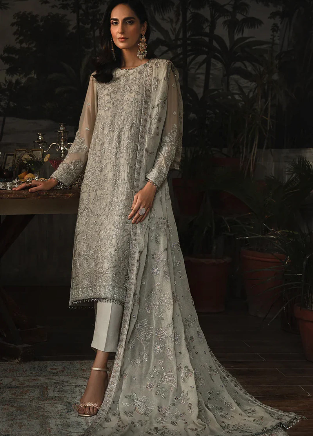 Zarif Women Unstitched Embroidered Chiffon 3 Piece Suit ZR26UFC ZLR 05 SANDY - Festive Collection
