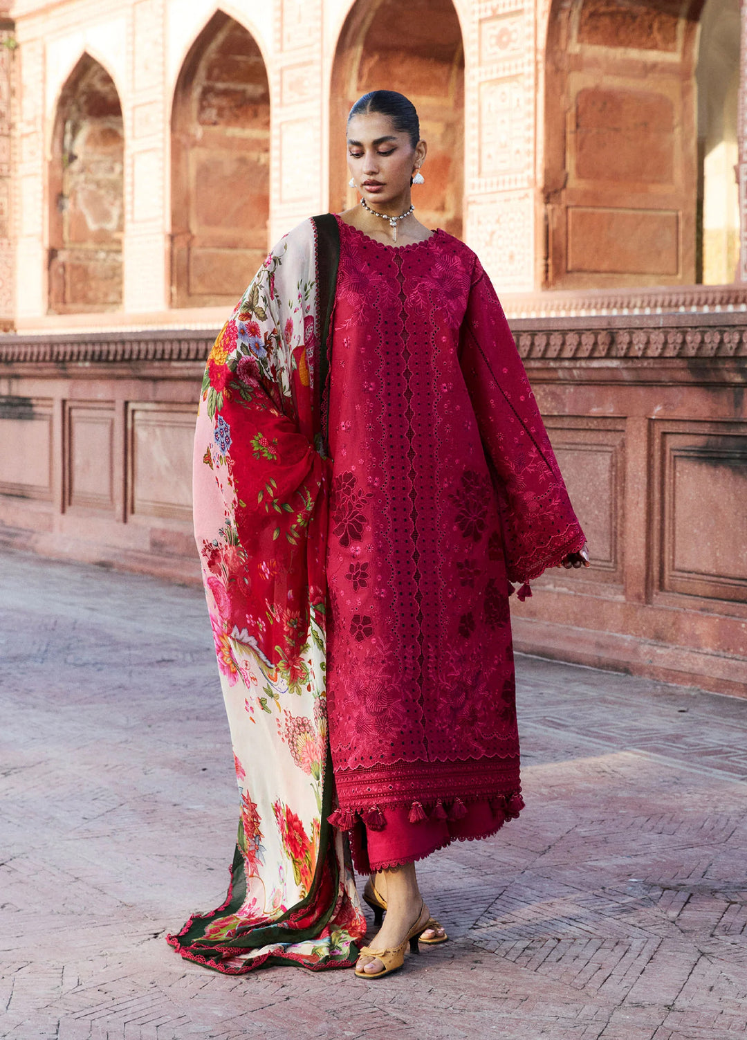 Zan by Hussain Rehar Unstitched Embroidered Lawn 3 Piece Suit HR26UZF Qermez D-104 - Festive Collection