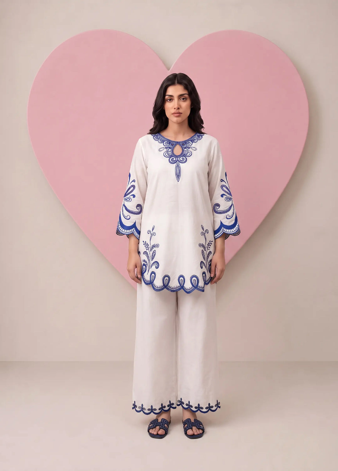 Scherezade Women RTW Embroidered Lawn Cotton 3 Piece Suit OCEANE - Casual Collection