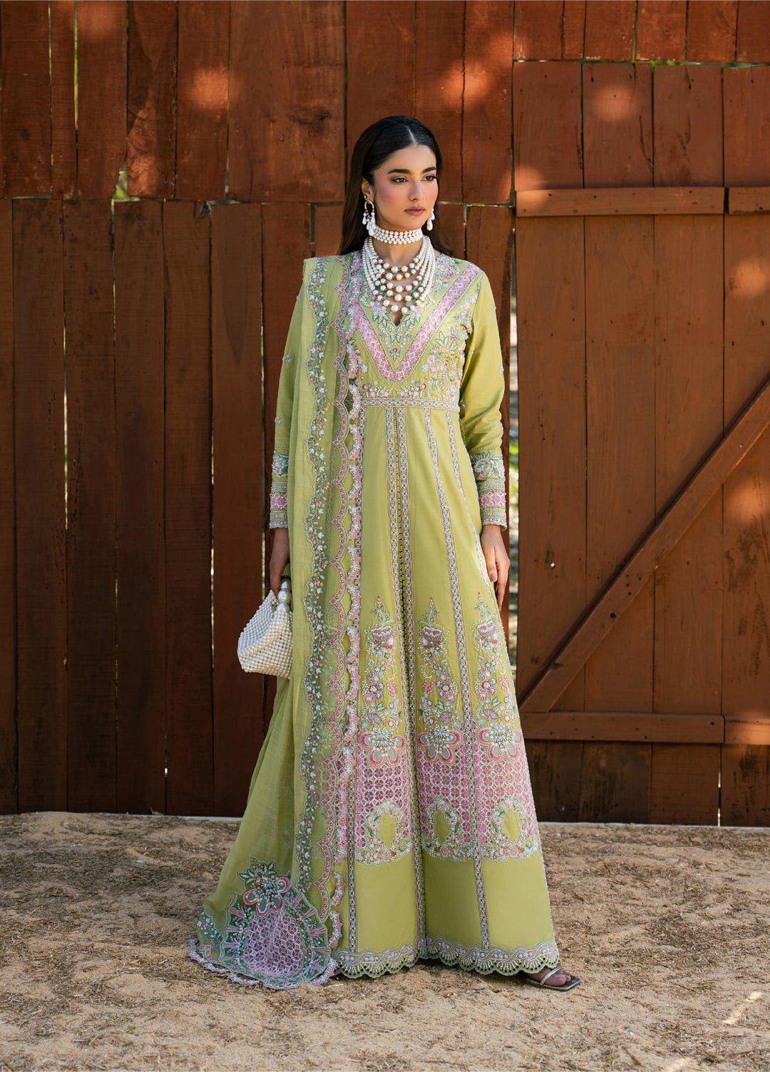 Aura of Flora by Zarizaa Unstitched Embroidered Luxury Lawn 3 Pcs Suit ZZ26UAFL ZA10-3ULE03G-2602 MOSS - Summer