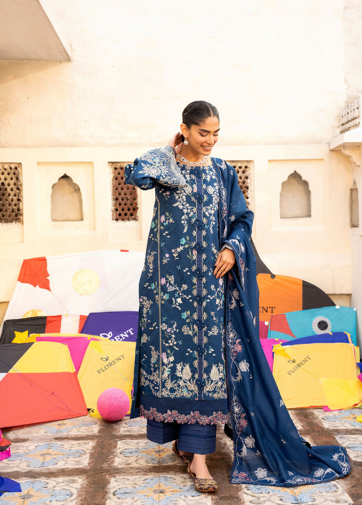 Basant Chikankari by Florent Unstitched Embroidered Luxury Lawn 3 Piece Suit FL26UBC FZ-8B - Summer Collection