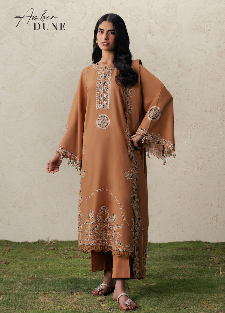 Moonsoon Edit by Cross Stitch Unstitched Embroidered Cambric 3 Piece Suit CS26UCM Amber Dune - Casual Collection