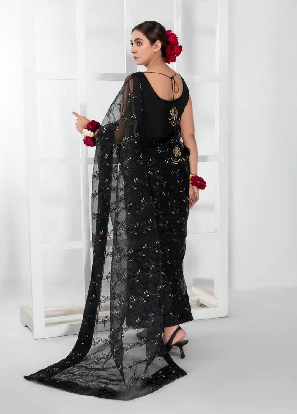Luxe by Imran Aftab Unstitched Embroidered Organza Saree Suit IASC 25 - Festive Collection
