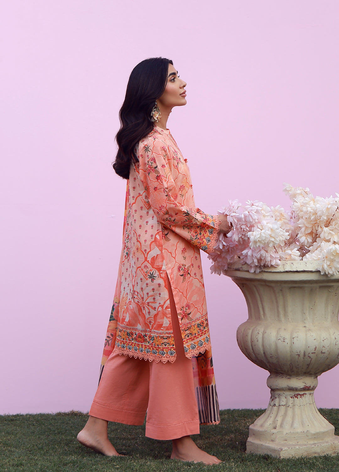 Mirha by Sahar Unstitched Printed Lawn 3 Piece Suit SS1-26-04 Peachy Cascade  - Summer Collection