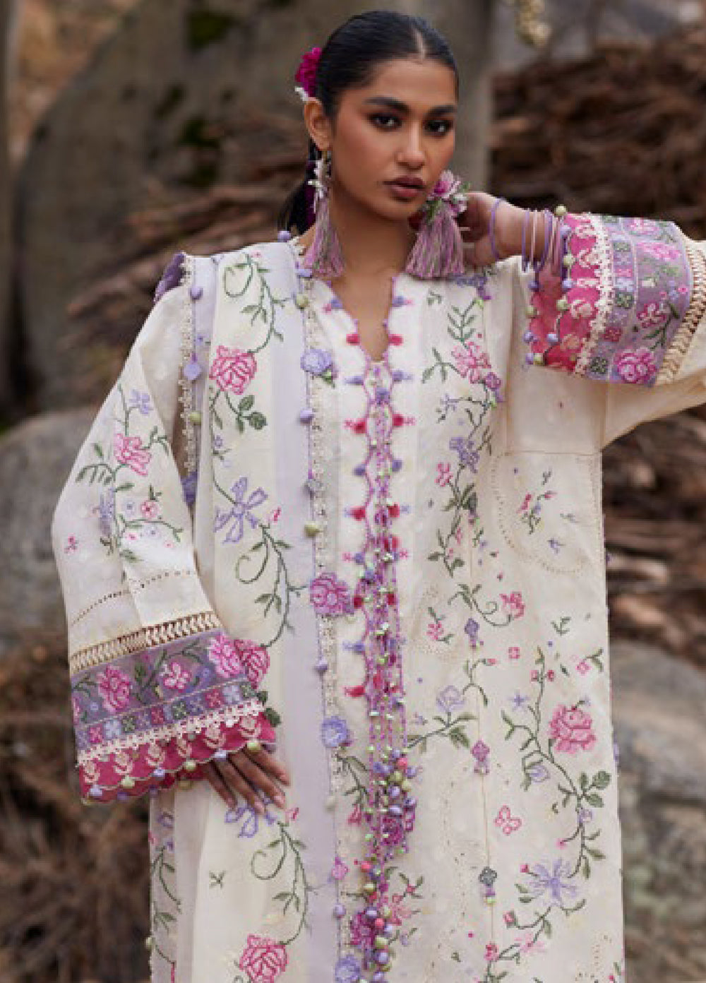 Meili by Zaha Unstitched Embroidered Lawn 3 Piece Suit ZK26UML ZL26-03A - Festive Collection