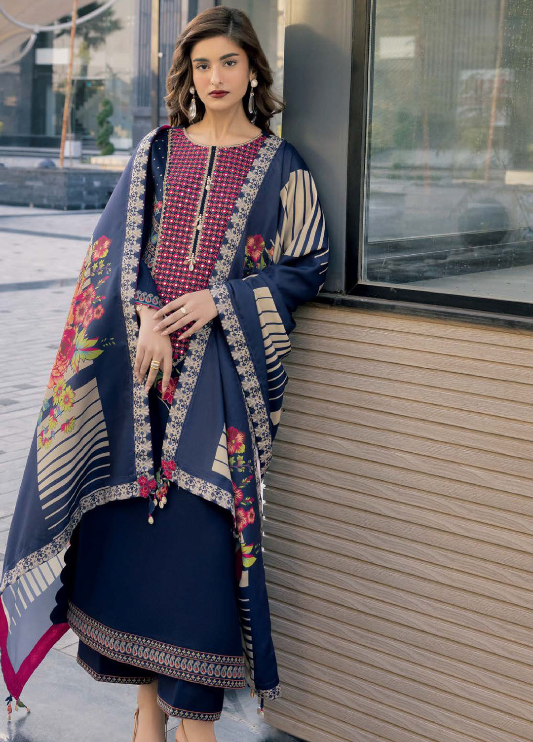 Poshima by Charizma Unstitched Embroidered Peach Leather Suits 3 Piece CHR26PU PSW5-28 - Winter Collection