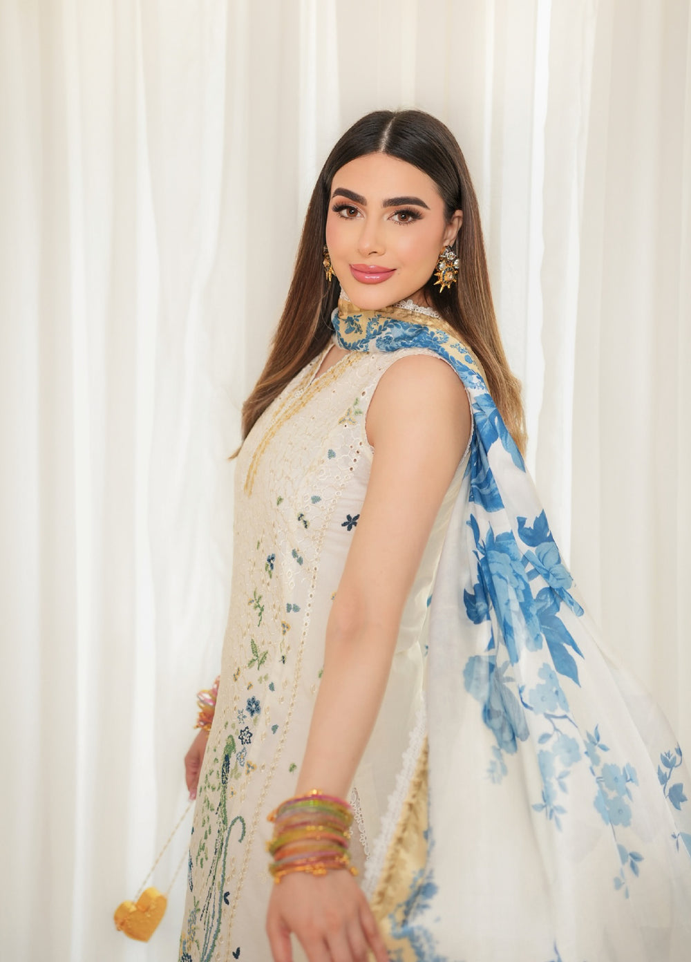 Symphony by Neeshay Unstitched Embroidered Luxury Lawn 3 Piece Suit NSH26US D-7 Reve - Summer Collection