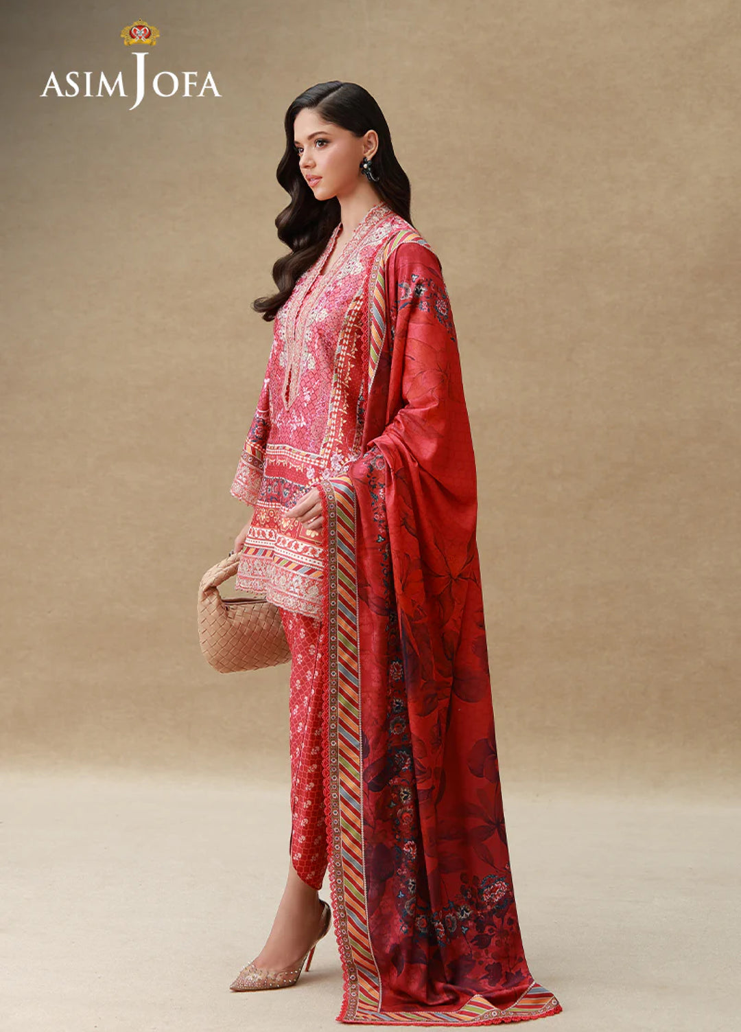 Asim Jofa Unstitched Printed Silk 3 Piece Suit AJ26UPS AJULSC-04 - Casual Collection