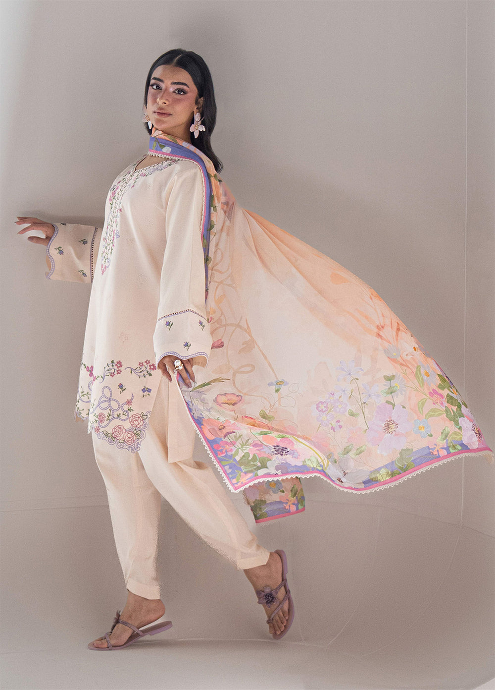 Blush N Bliss by Sahane Women RTW Embroidered Dobby Lawn 3 Piece Suit Sugar Bloom LP63009 Casual Collection