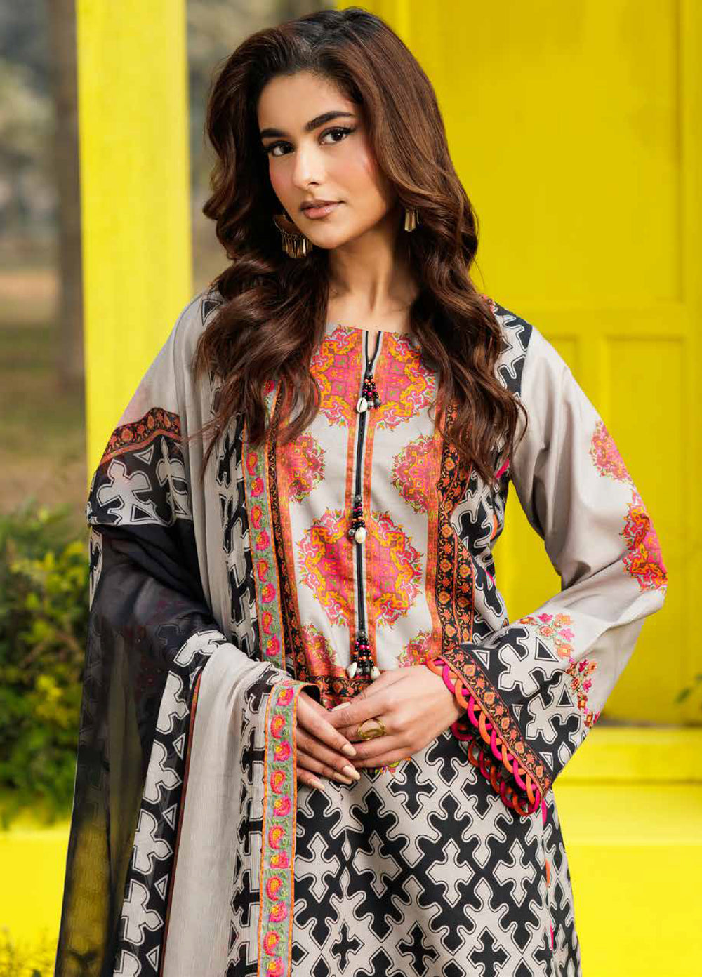 Combination by Charizma Unstitched Embroidered Lawn 3 Piece Suit CHR26UCL CC6-13 - Summer Collection