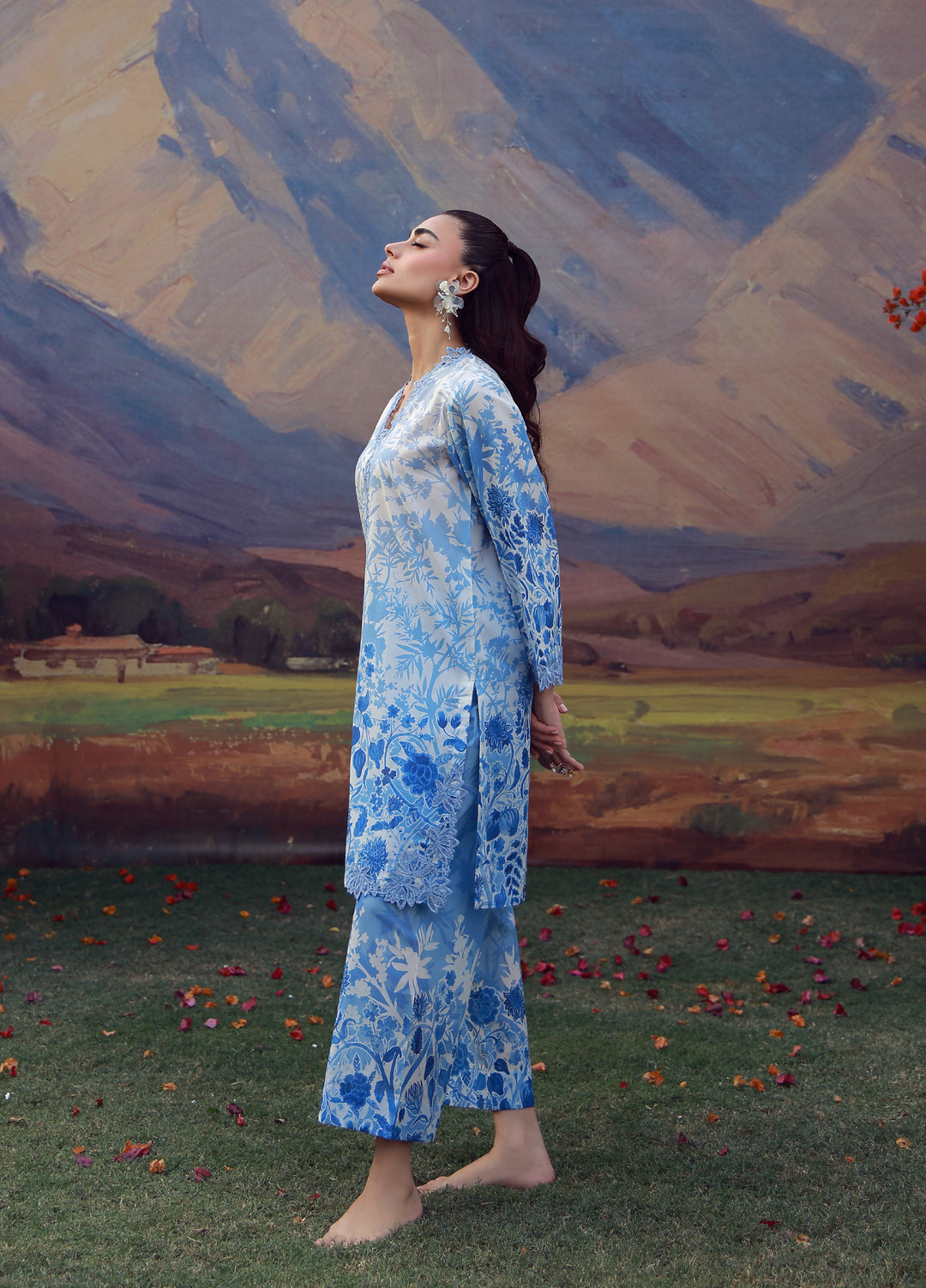 Sahar Unstitched Printed Cambric 2 Piece Suit SS1-26-27 Blue Meadow - Summer Collection