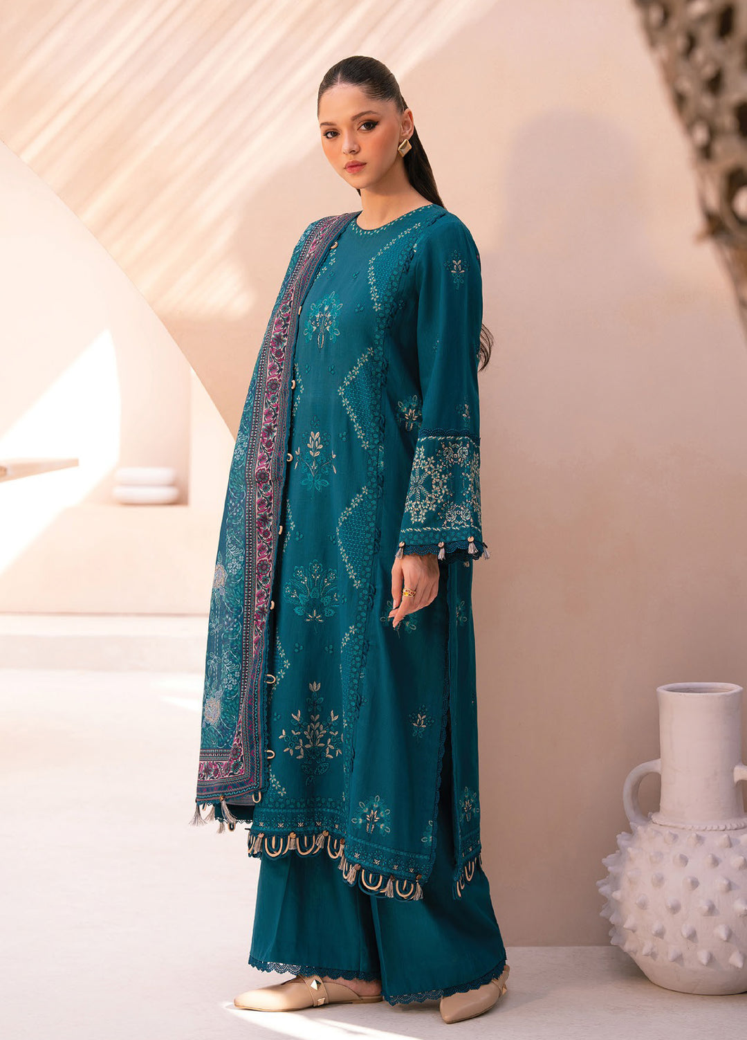 Rang e Khizaan by Xenia Unstitched Khaddar Embroidered Suits 3 Piece XE25SW D-11 ALIFA - Winter Collection
