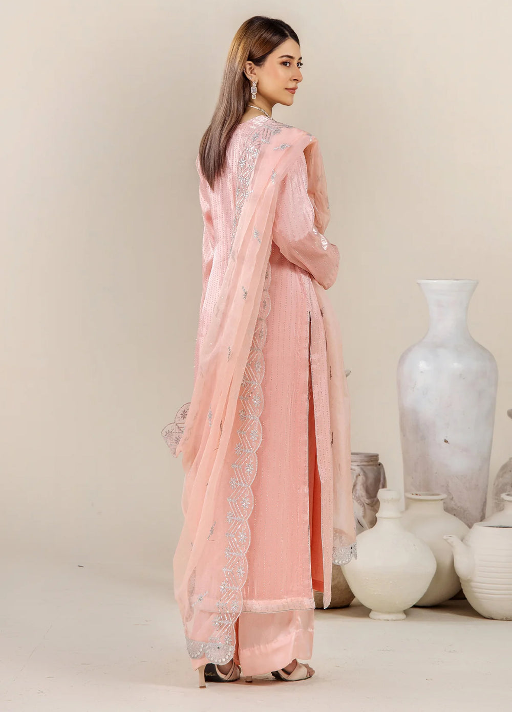 The Florea Edit by Alyra RTW Embossed Sheesha Silk 3 Piece Suit HAZEL-RTW1001 - Festive Collection