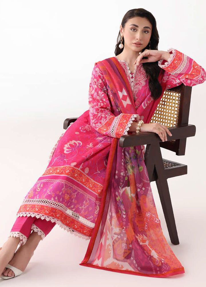 Rosette by Roheenaz Unstitched Lawn Embroidered 3 Piece Suit RNZ26UR Lumina-8A - Summer Collection