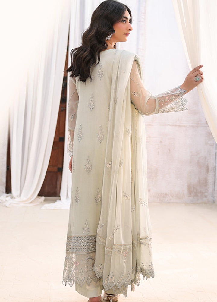 Lamhay by Shamooz Unstitched Embroidered Chiffon 3 Piece Suit SHM26UL Cloud Grey - Festive Collection