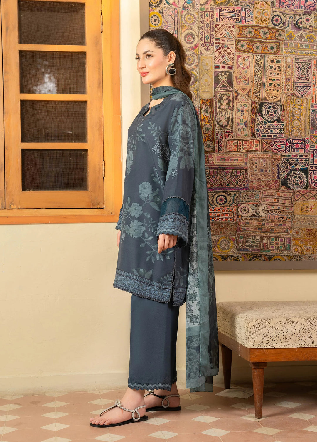 Mah e Noor Intermix by Panache 3 Piece Khaddar Slate - Winter Collection