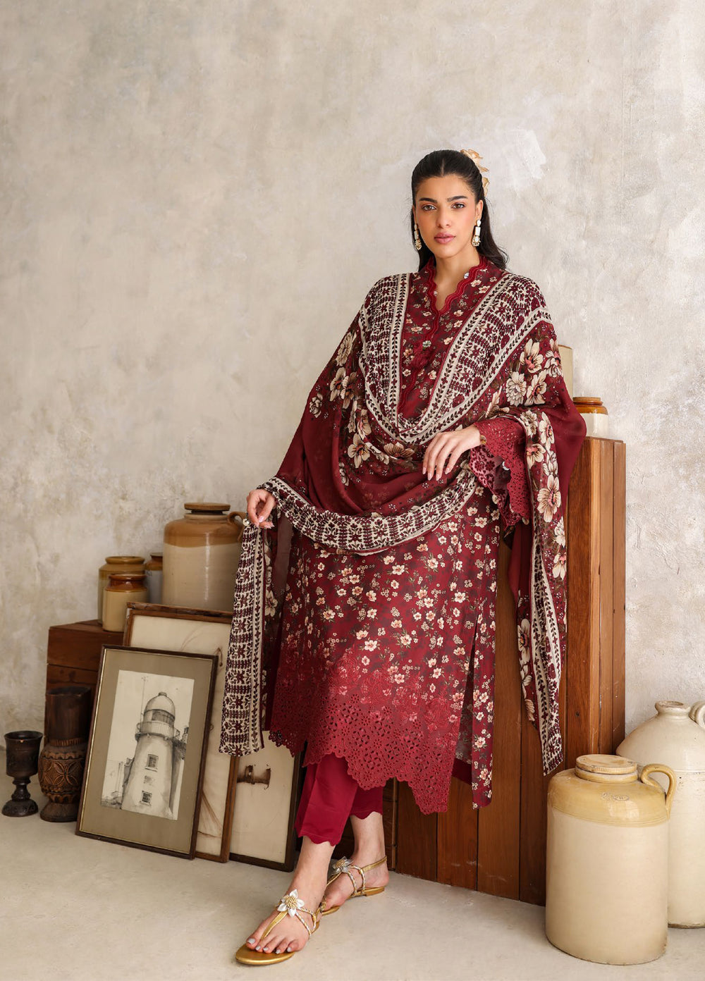 Freesia by Gul Ahmed Unstitched Embroidered Lawn 3 Piece Suit GA26UFL BM-62023 - Summer Collection