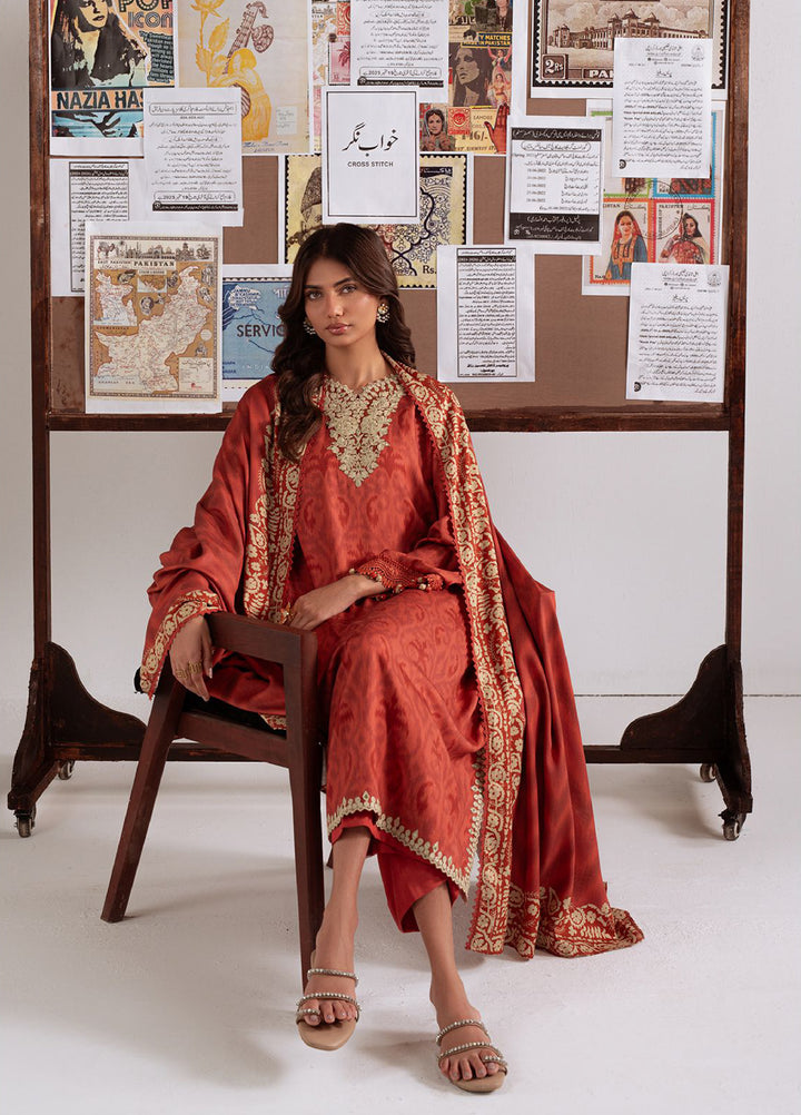 Cross Stitch Unstitched RTS Marina Embroidered Suits 3 Piece CS25MW D-08 Rustic Aura - Winter Collection