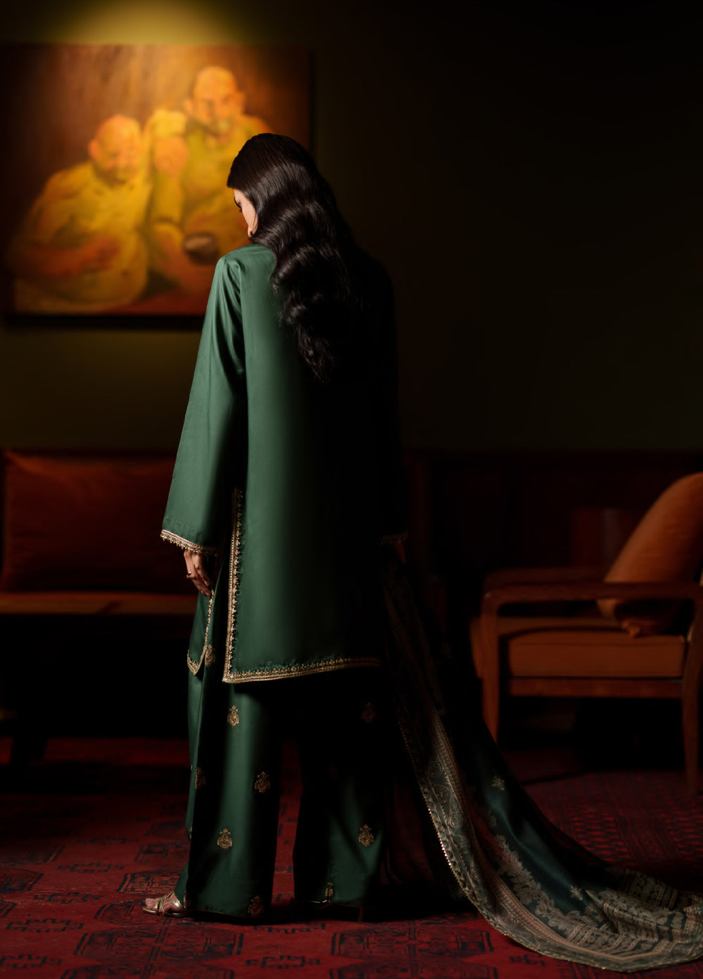 Elara by Casuallite RTW Embroidered Silk Viscose 3 Piece Suit CL26PSE D4 Serenique - Festive Collection