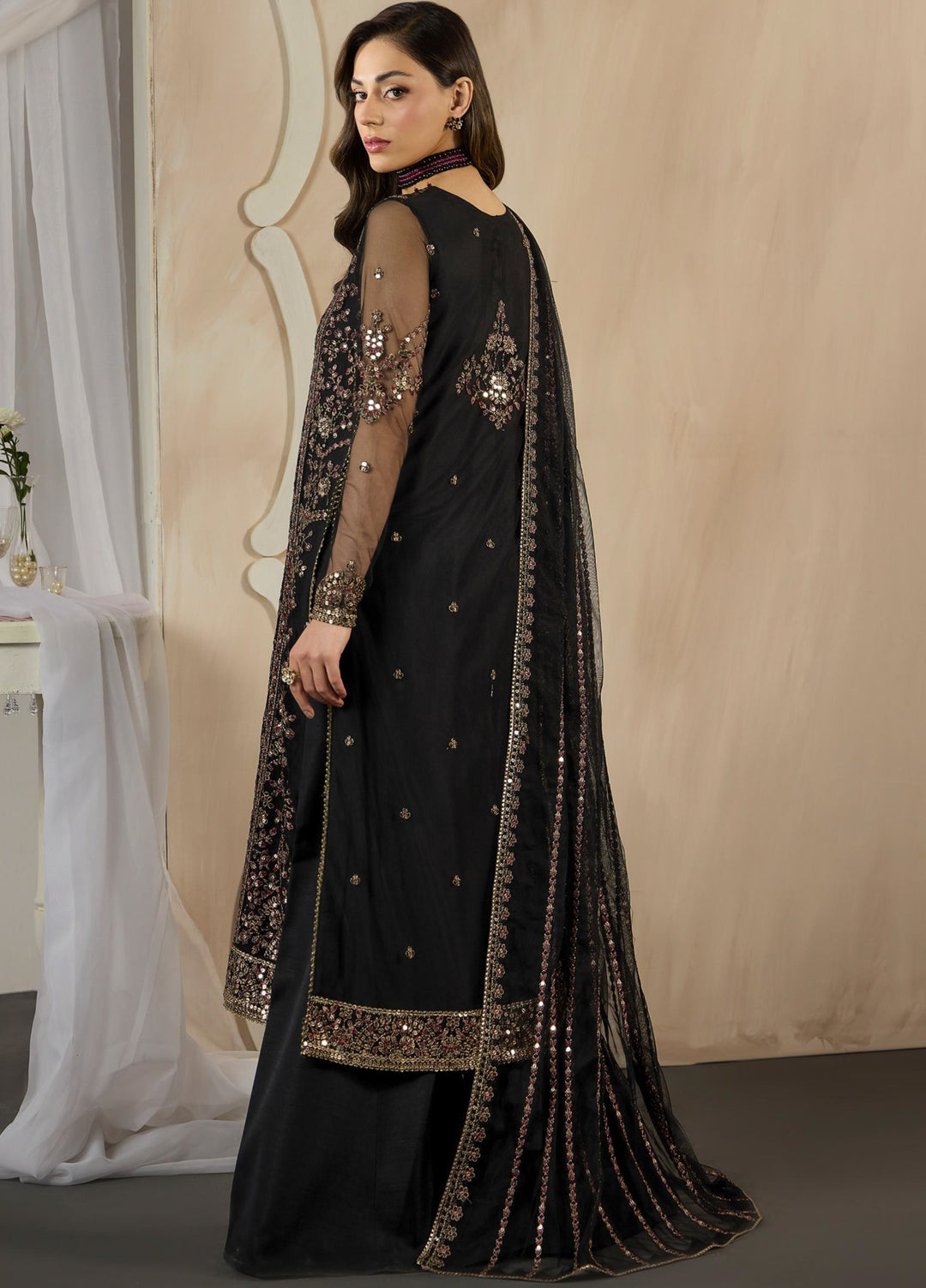 Dharkash by Zarif Unstitched Embroidered Net 3 Piece Suit ZR26UDN ZRF-DK-03 ASTER - Festive Collection