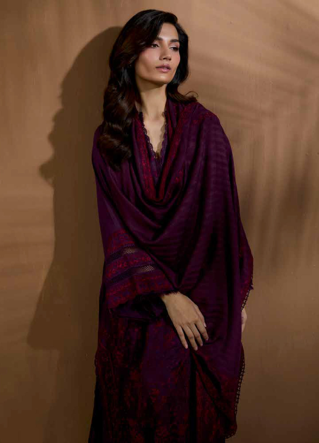 Sobia Nazir Unstitched Shawl Embroidered Herringbone 3 Piece SN25SW D-02 B - Winter Collection
