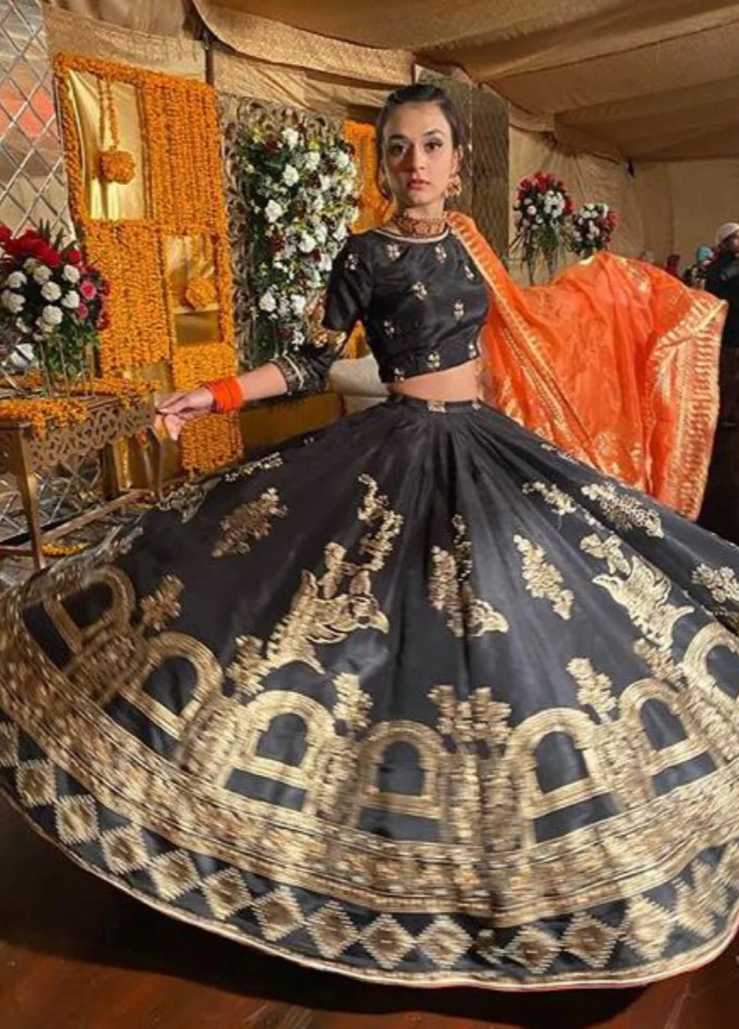 Luxe By Hues Atelier Women Pret 2 Piece Black Lehnga Choli - Formals Collection