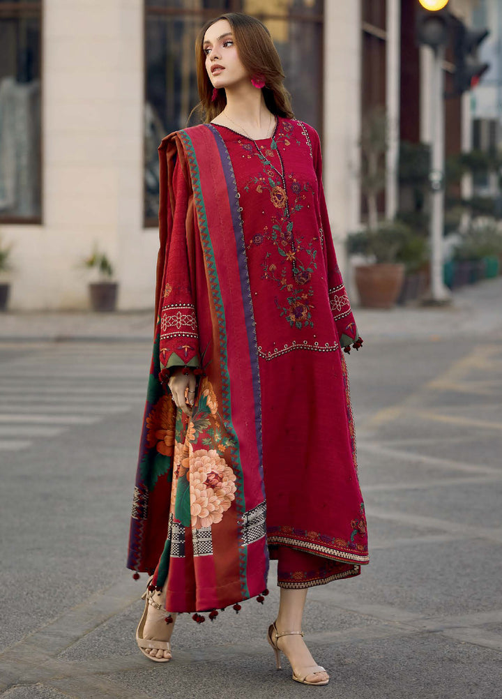 Poshima by Charizma Unstitched Embroidered Peach Leather Suits 3 Piece CHR26PU PSW5-29 - Winter Collection