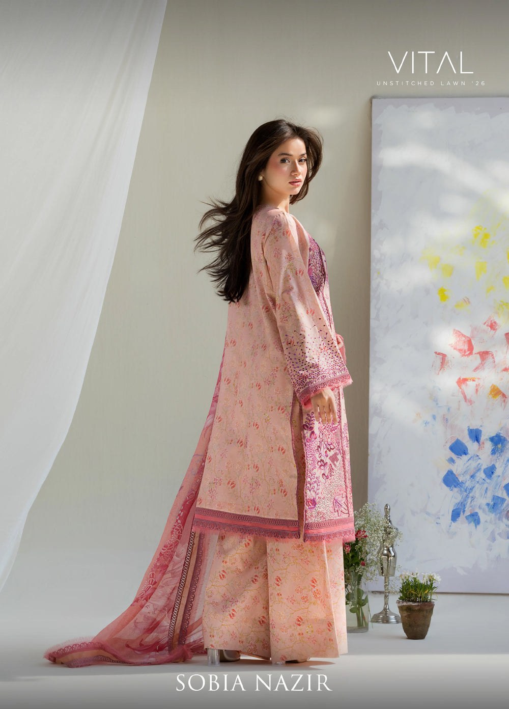 Vital by Sobia Nazir Unstitched Embroidered Lawn 3 Piece Suit SN26UVL 5B - Summer Collection