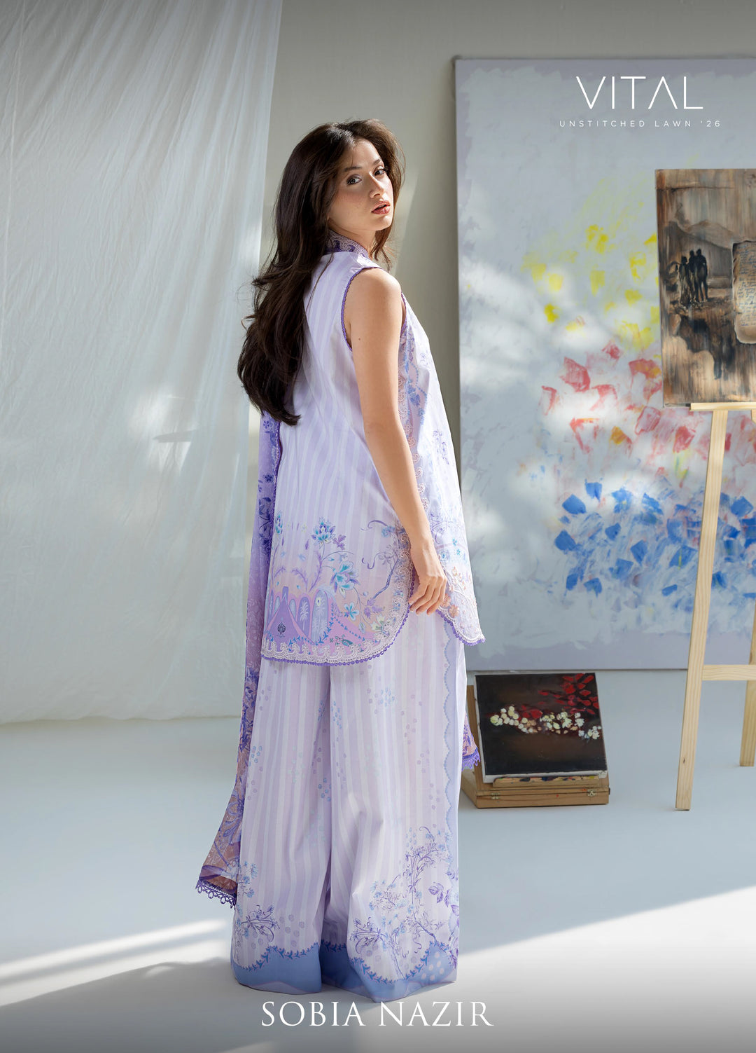 Vital by Sobia Nazir Unstitched Embroidered Lawn 3 Piece Suit SN26UVL 2B - Summer Collection