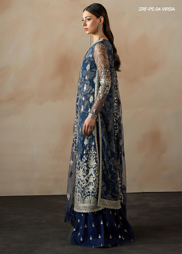 Fasana by Zarif Unstitched Embroidered Net 3 Piece Suit ZR26UF ZRF-PE-04 Virsa - Festive Collection