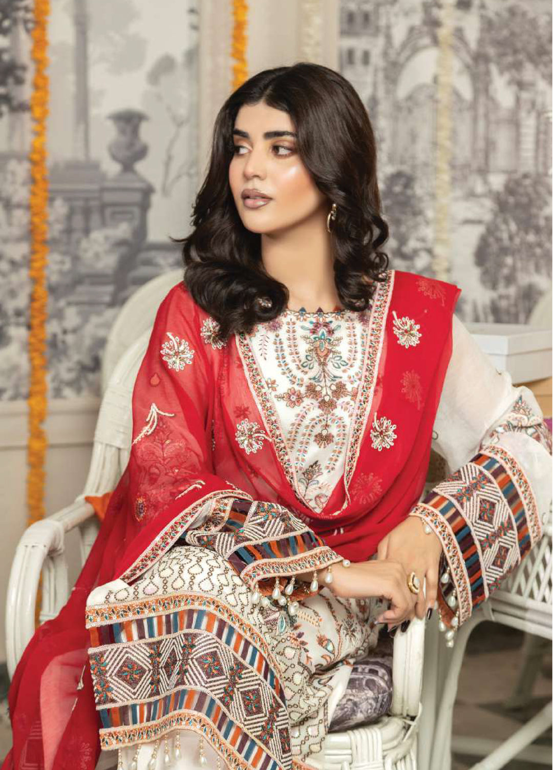 Shagun by Imrozia Premium Women 3 Piece Chiffon Suit M-108 Zerine - Festive Collection
