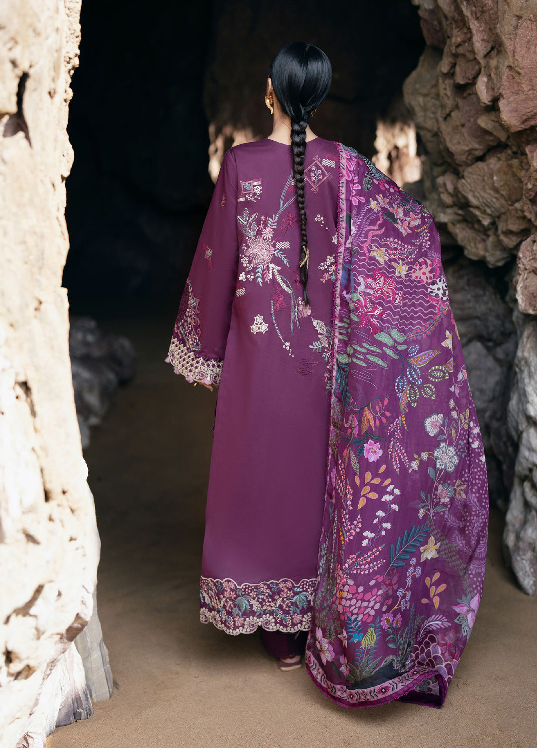 Florent Unstitched Embroidered Luxury Lawn 3 Piece Suit FL26UL FL-2B - Festive Collection