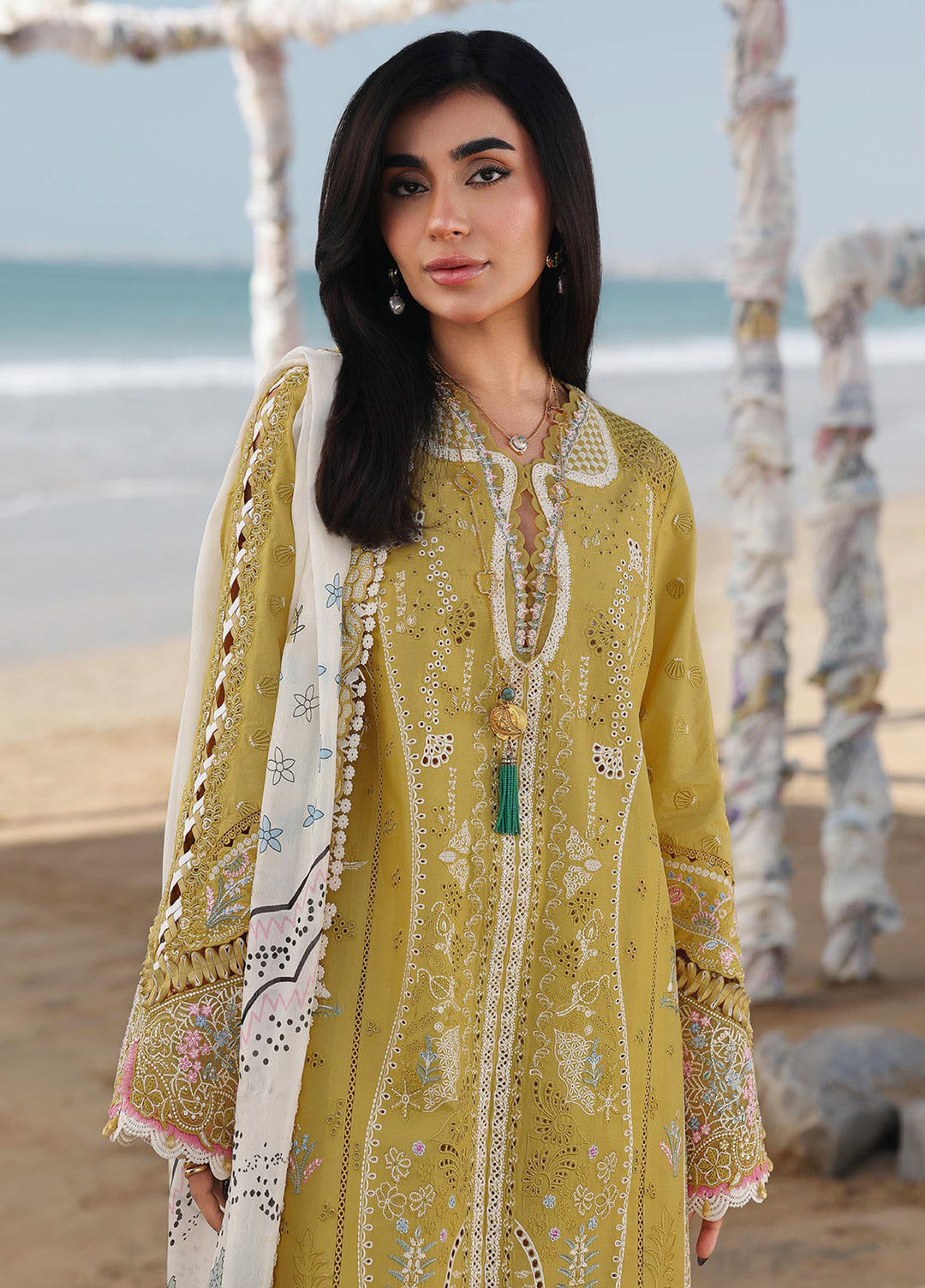 Sahil by Qalamkar Unstitched Embroidered Luxury Lawn 3 Pcs Suit QLK26US SA-07 Hira - Summer
