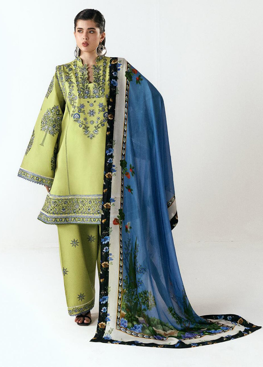 Jugnu by Hussain Rehar Unstitched Embroidered Cotton 3 Piece Suit HR26UCJ Mai JUG-LD D#1279 - Eid Collection