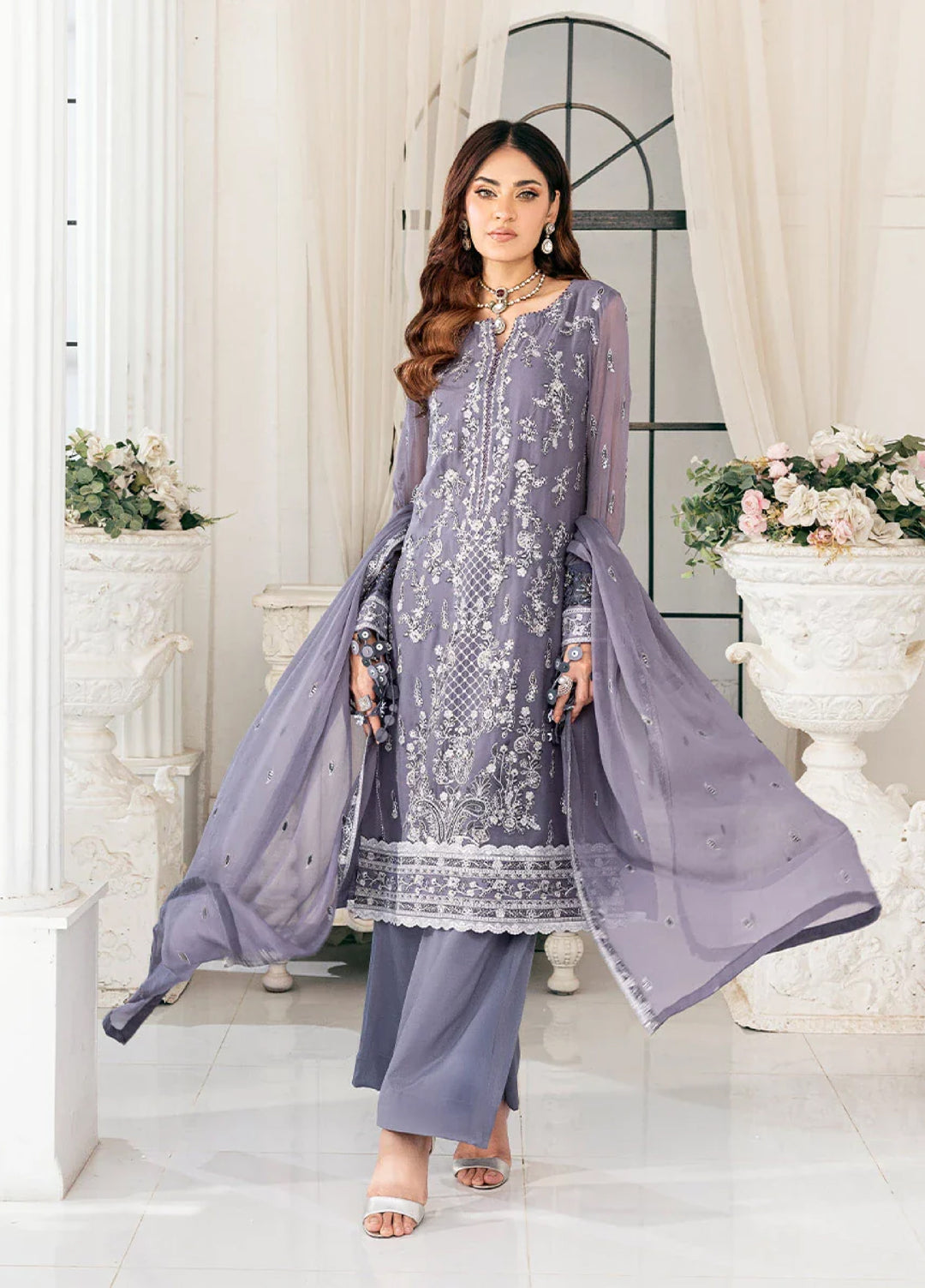Signature by Salitex Embroidered Chiffon Suits Unstitched 3 Piece SUNS7CH047UT - Summer Collection