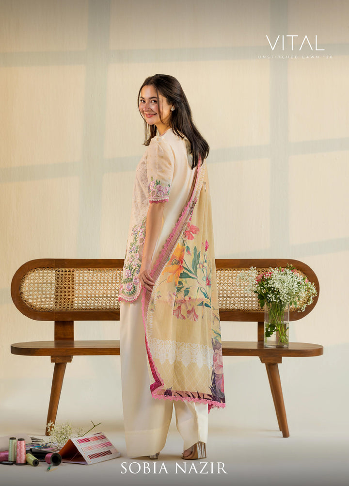 Vital by Sobia Nazir Unstitched Embroidered Lawn 3 Piece Suit SN26UVL 11B - Summer Collection