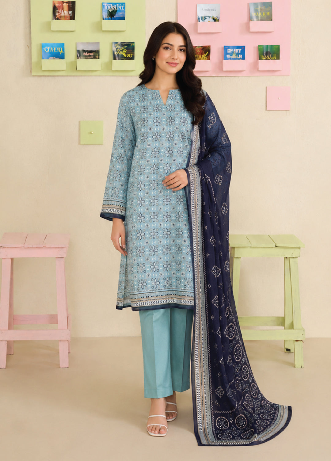 Bin Saeed Unstitched Printed Lawn Cotton 3 Piece Suit BS26UCL D-2 - Casual Collection
