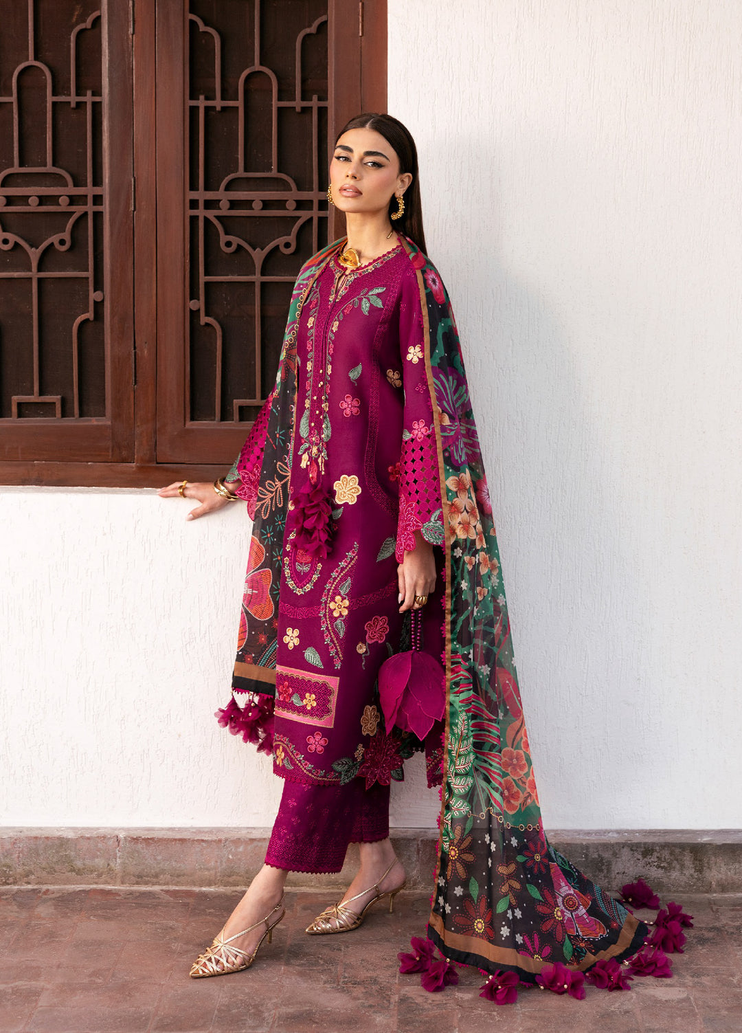 Shahkaar by Jazmin Unstitched Embroidered Lawn 3 Piece Suit JZ26USE SL26-D01 - Eid Collection