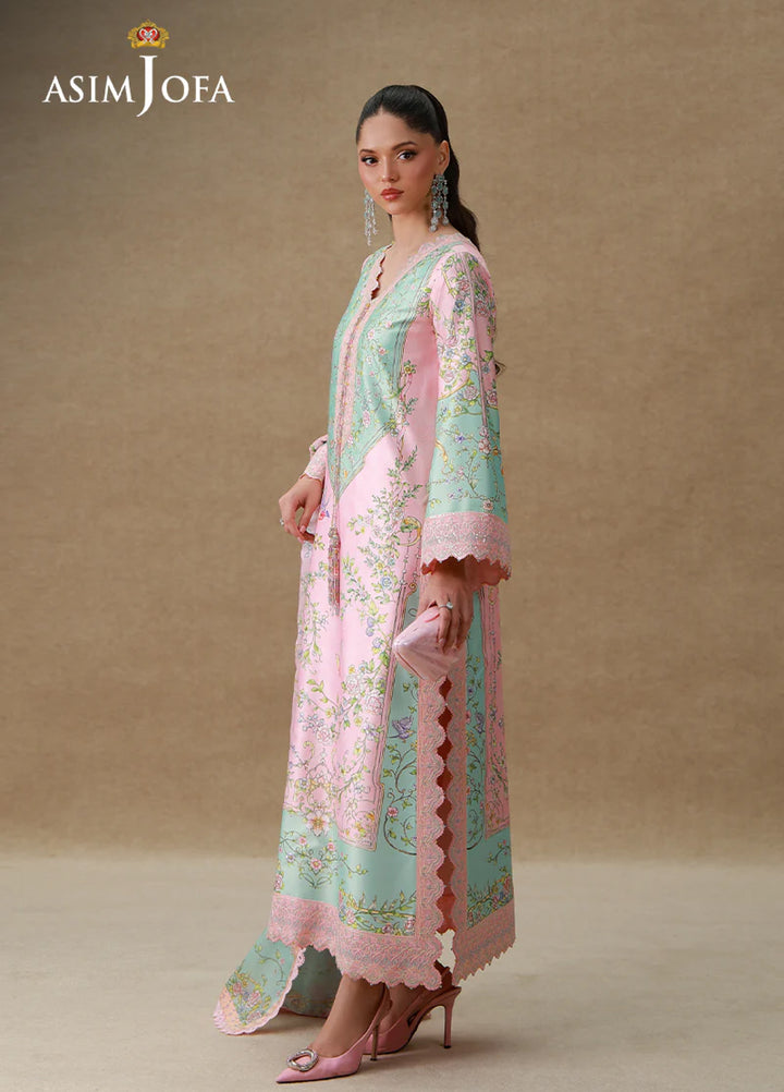 Asim Jofa Unstitched Printed Silk 3 Piece Suit AJ26UPS AJULSC-03 - Casual Collection