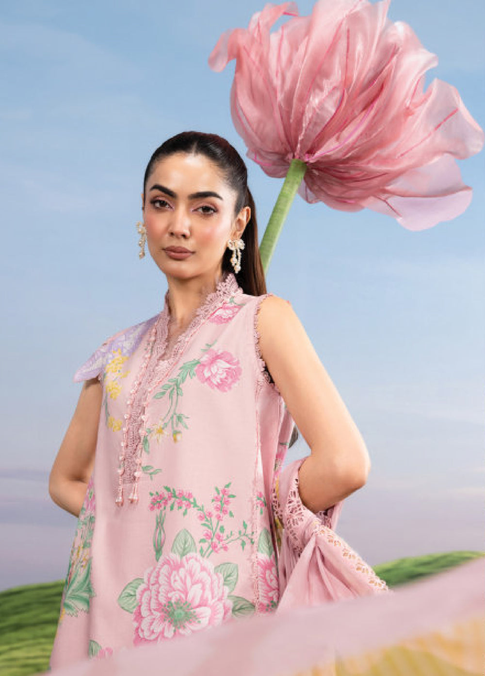 M Basics by Maria B Unstitched Embroidered Lawn 3 Piece Suit MB26SSEL MB-CUSV14-04A - Eid Collection