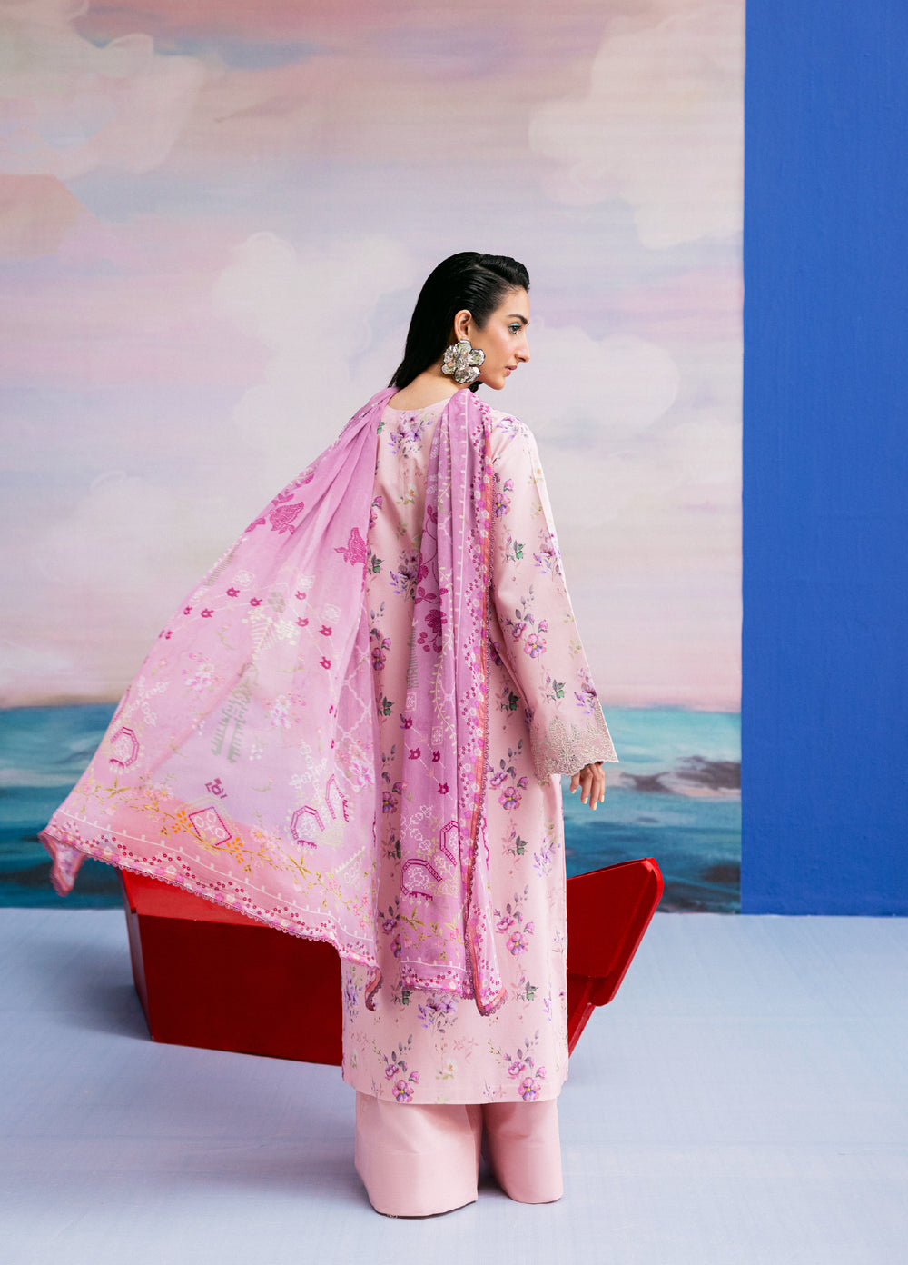 Zync by Florent Unstitched Embroidered Printkari Lawn 3 Piece Suit FL26UZP FZ-4B - Summer Collection