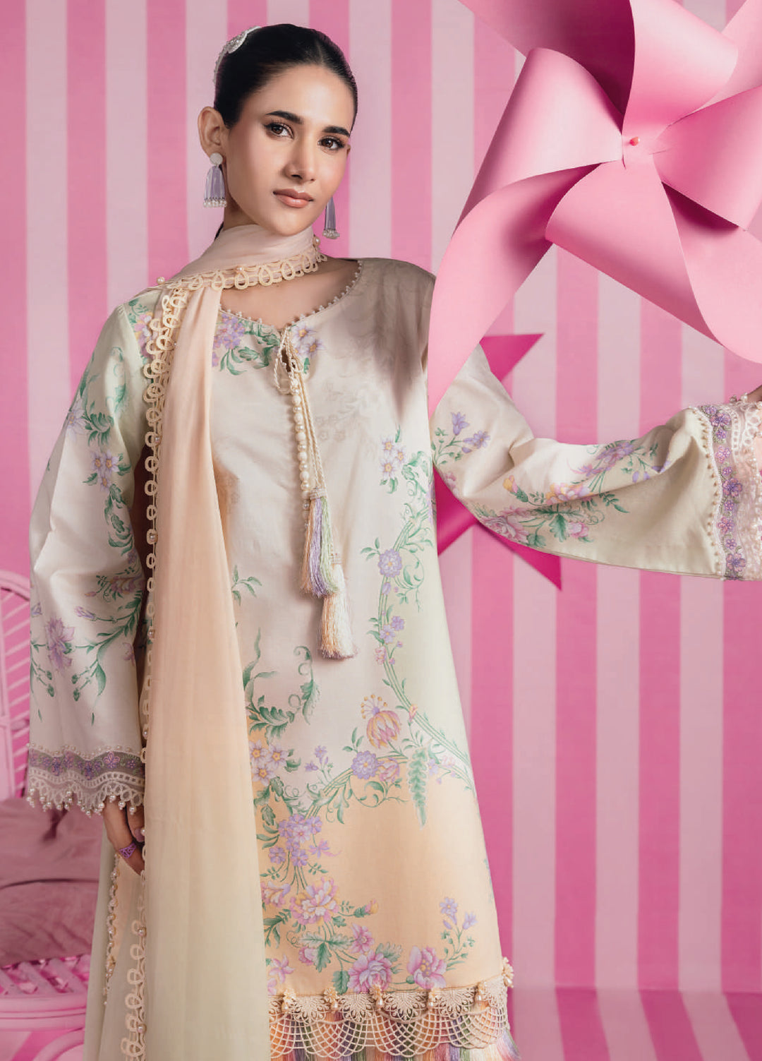 M Basics by Maria B Unstitched Embroidered Lawn 3 Piece Suit MB26UMB MB-CUSV13-7A - Summer Collection