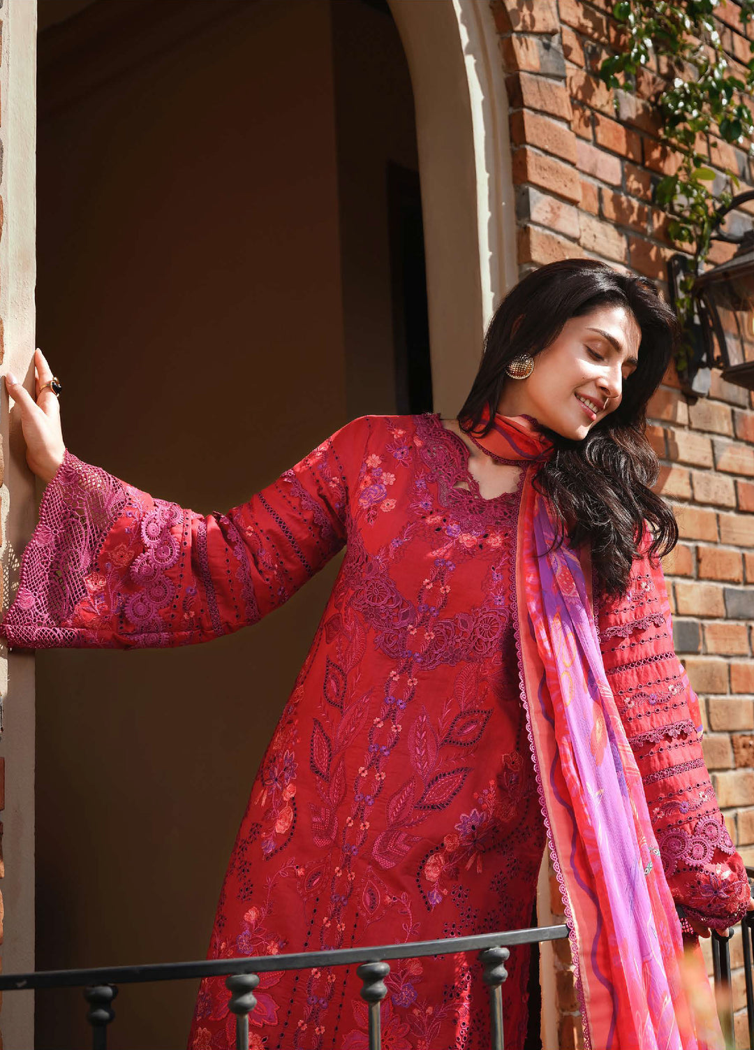 AMoi by Mushq Unstitched Embroidered Luxury Lawn 3 Piece Suit MU26AHL D-11 Falling Petals - Summer Collection