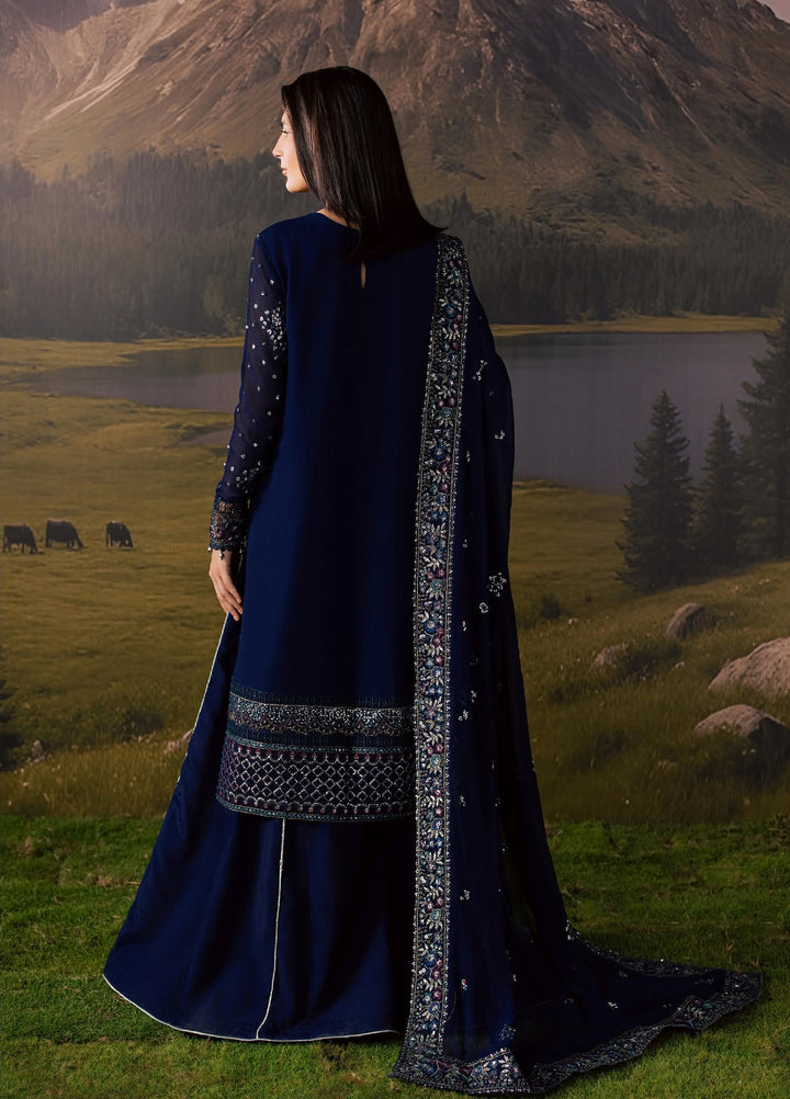 Divani by Daria Unstitched Embroidered Chiffon 4 Piece Suit DN26UD DA-120 3-BLUE - Festive Collection