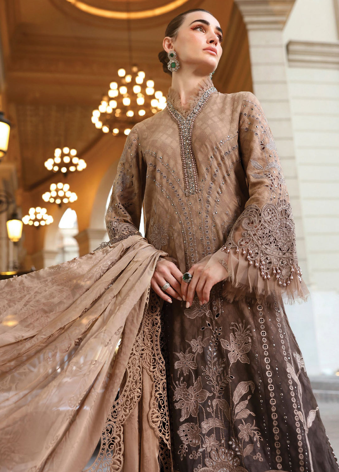 Maria B Unstitched Embroidered Luxury Lawn 3 Piece Suit MB26UEL 1A - Eid Collection